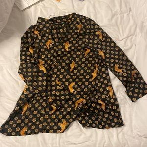 Zara silk/rayon pant and tiger matching set